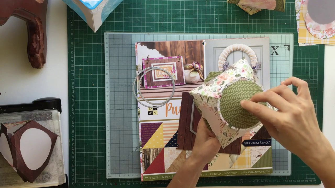 Load video: Our friend @husacmonica put together a fantastic tutorial using our latest fall-themed stack – Pumpkin Spice. What can you do with these lanterns?? They would add character to a larger wreath, be great to lay on the boughs of your Christmas tree, hang up outside for a special event…and more!