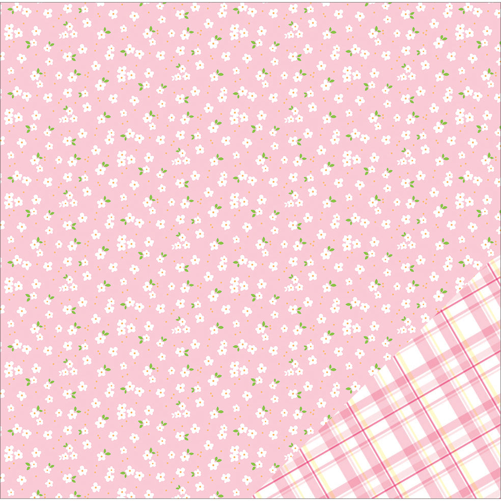 American Crafts Basics Double-Sided Cardstock 12X12-Light Pink W/Whi