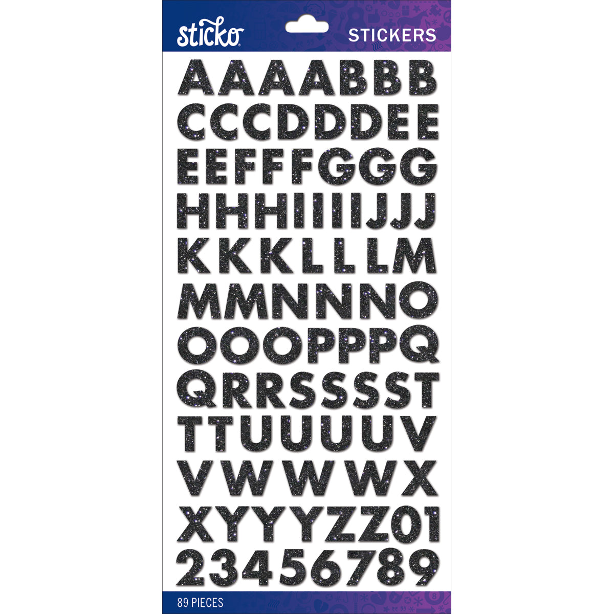 Sticko Alphabet Stickers-Black Glitter Futura Bold Small
