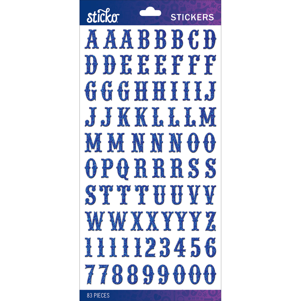 Sticko Alphabet Stickers-Blue Glitter Script Small 