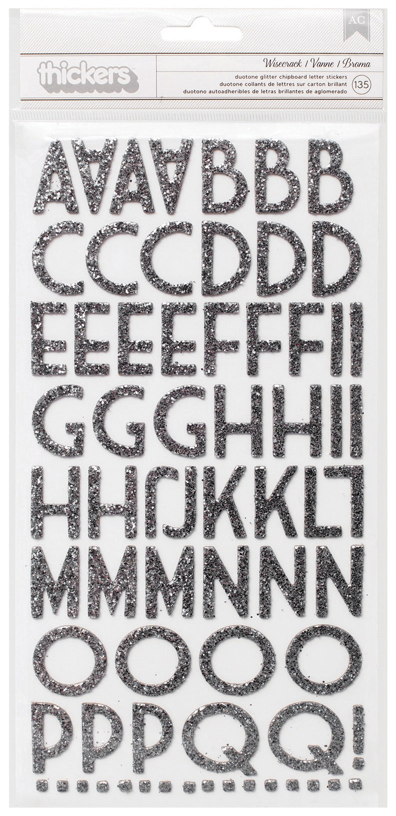 American Crafts Thickers Glitter Letter Sticker Sheets - Silver