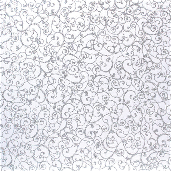 American Crafts Patterned Glitter Cardstock 12x12 Swirl/Silver