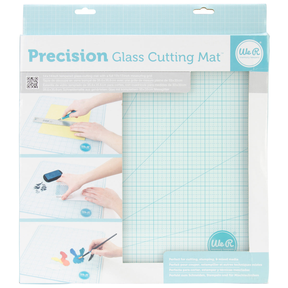 CraftEmotions Glass Craft Mat (60,3 x 36,2cm) magnetic Tempered glass grid  40x32cm