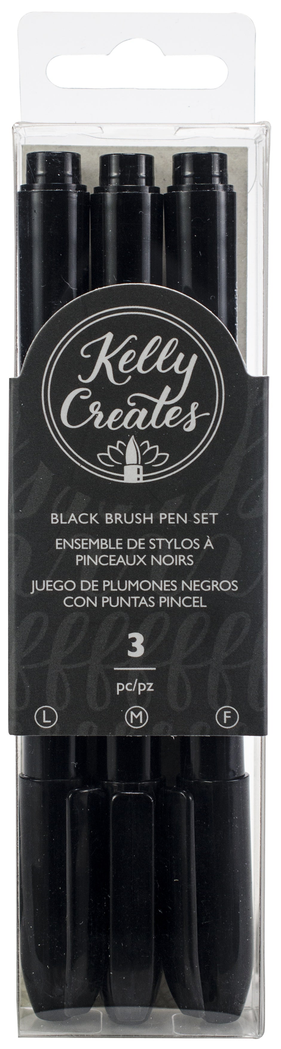 Kelly Creates Black Brush Pen Set 3/Pkg