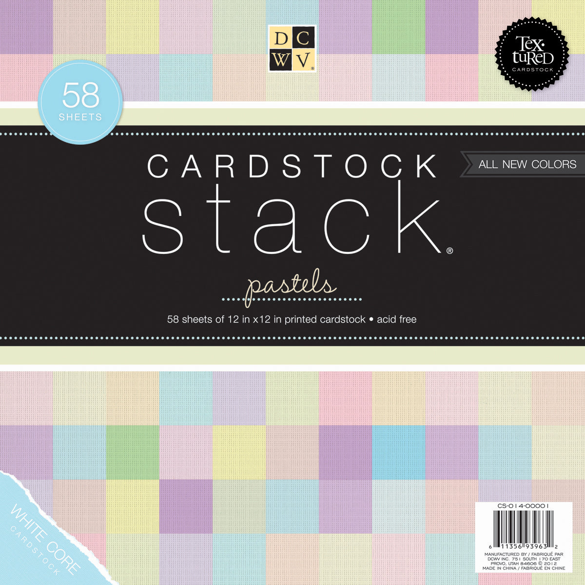 Dcwv Cardstock Stack - Pastels - 12 x 12 Inches - 58 Sheets