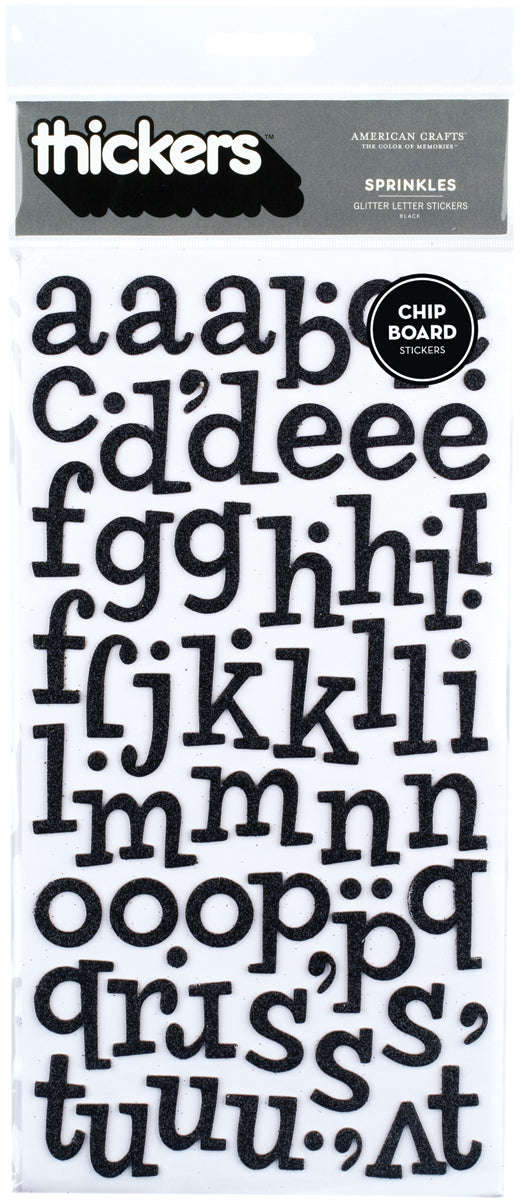 American Crafts Chipboard Alphabet Stickers-Sprinkles-Black Glitter, 1