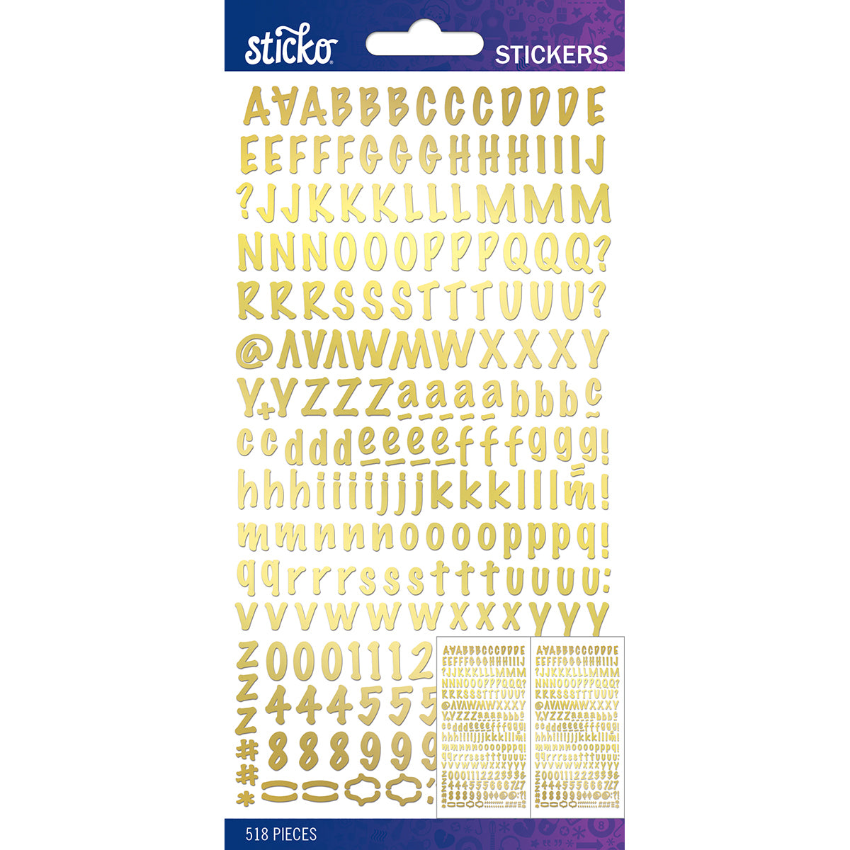 Sticko 1-Inch Susy Ratto Brush Letter Stickers, Golden Foil
