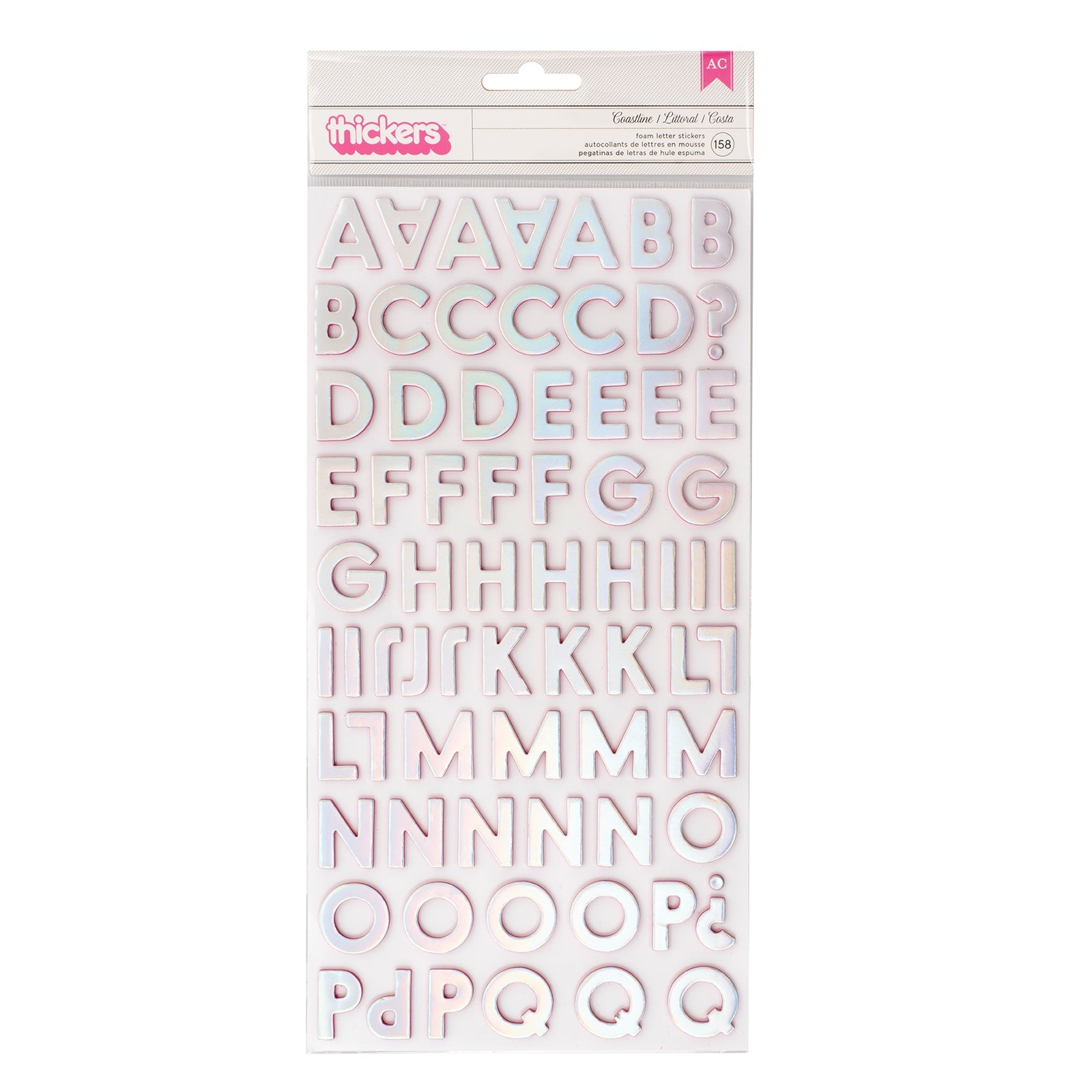American Crafts 310268 Summer Lights Thickers Stickers - Holographic Foil Alpha-Pink Foam