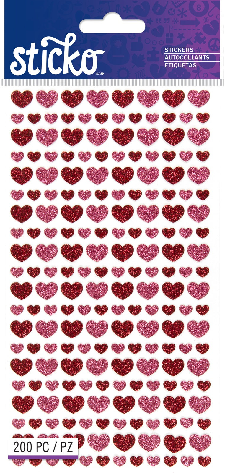 Sticko Stickers-Glitter Hearts – American Crafts