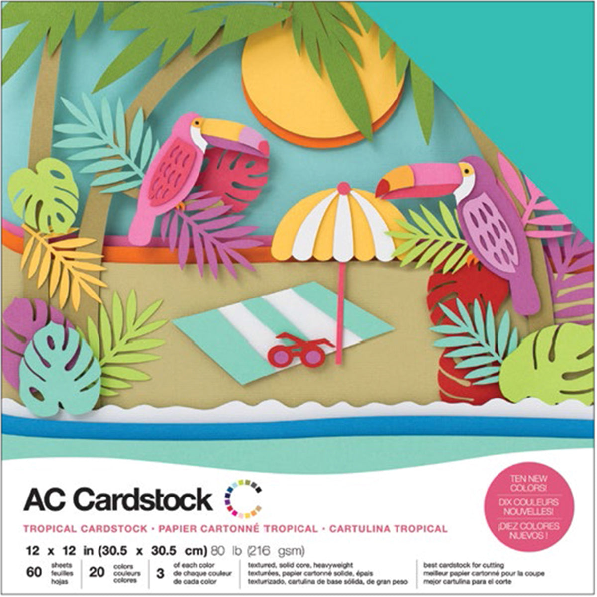 American Crafts Variety Cardstock Pack 12x12 60-pkg-tropical