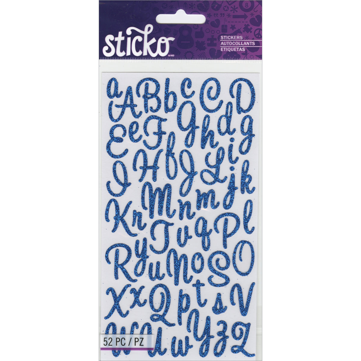 Sticko Alphabet Stickers-Gold Glitter Carnival Small - 015586816945