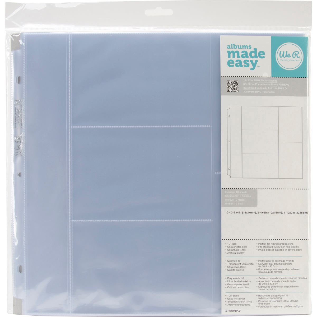 We R Memory Keepers 12x12 Ring Photo Sleeve - 4-6x4, 4 3x4 Pockets, 10 –  Cheap Scrapbook Stuff