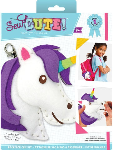 Sew Cute Felt Backpack Clip Kit Unicorn