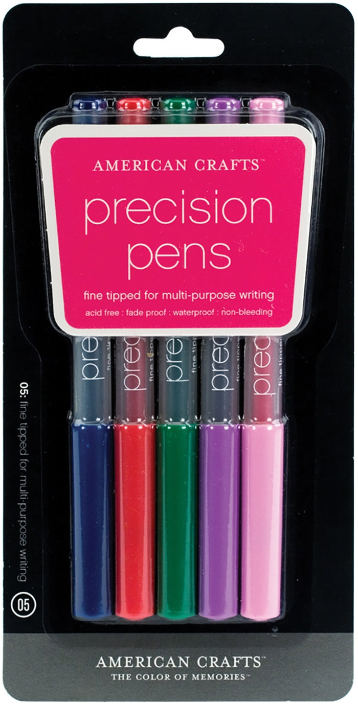American Crafts Precision Pen 5-Pack.05 Point, Multi Color
