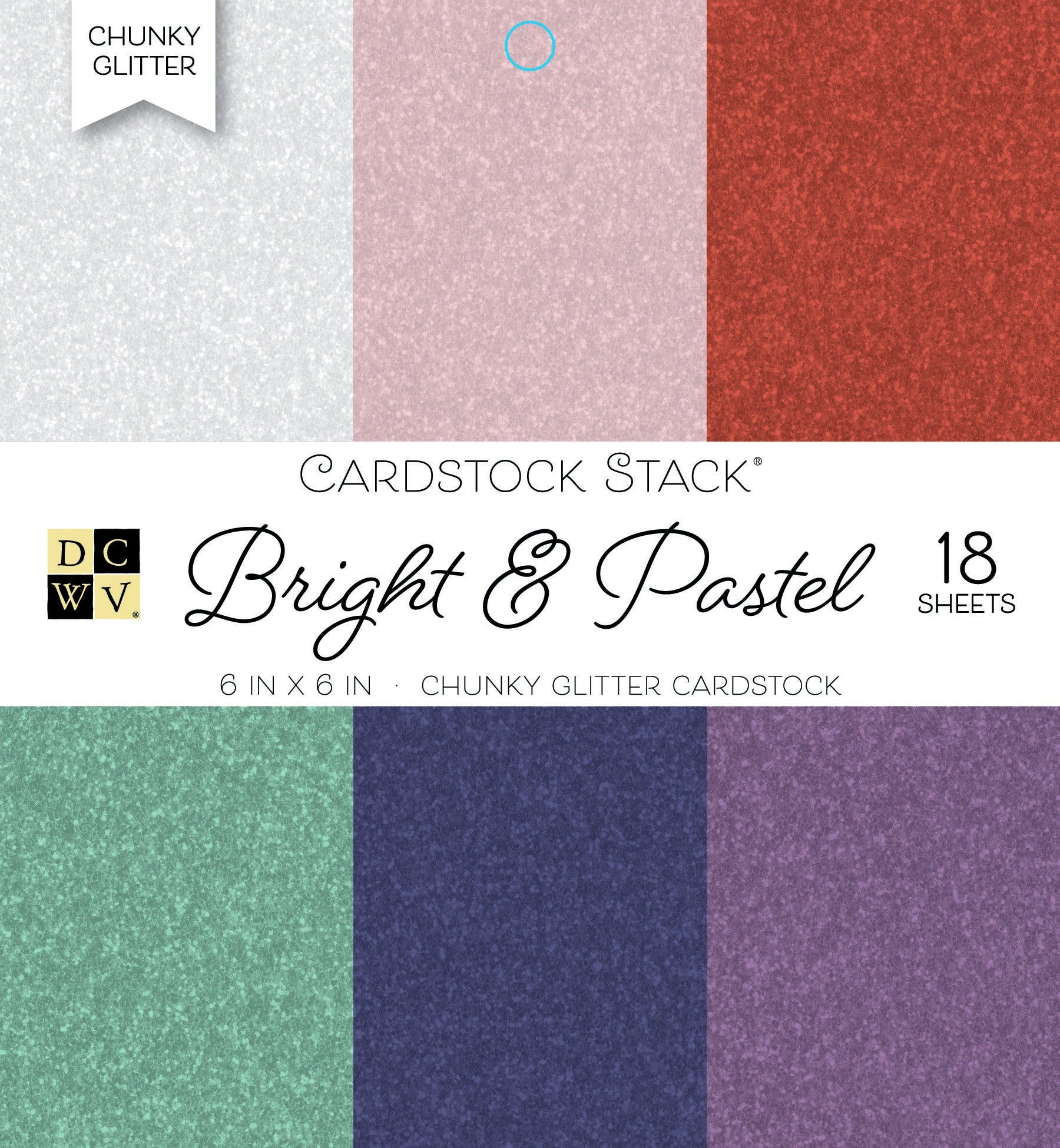 Dcwv Single-Sided Cardstock Stack 6X6 24-pkg-brights Glitter Solid