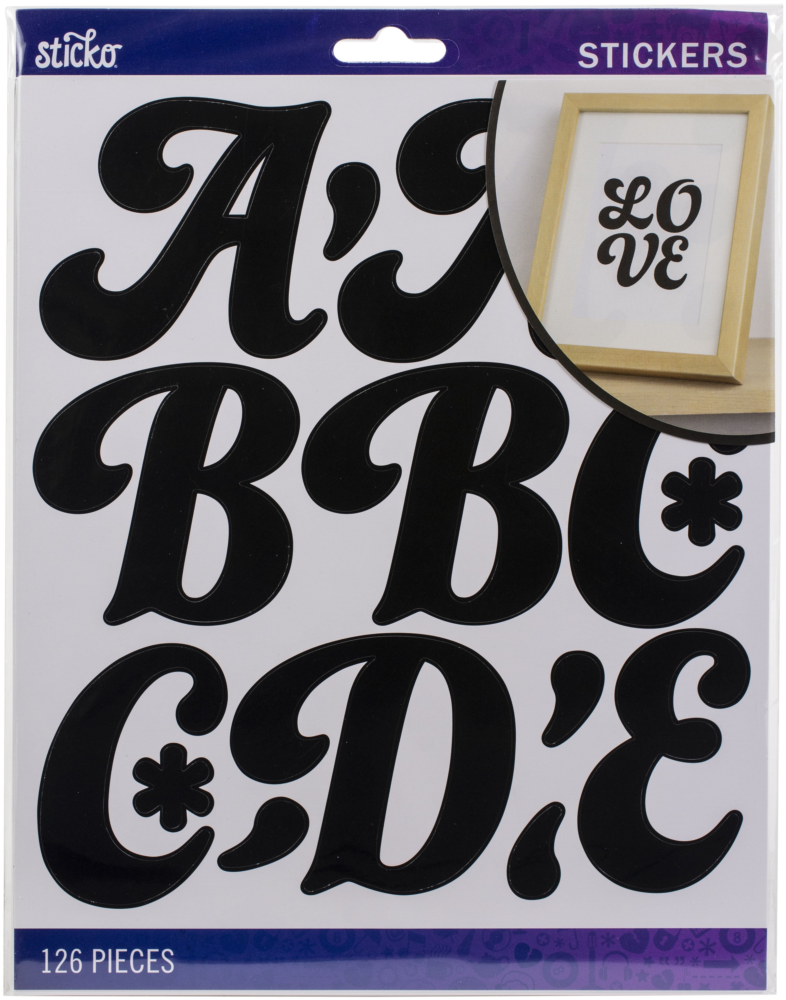 Wilton Sticko XL Black Poster Script Alphabet Stickers, 71 Piece 