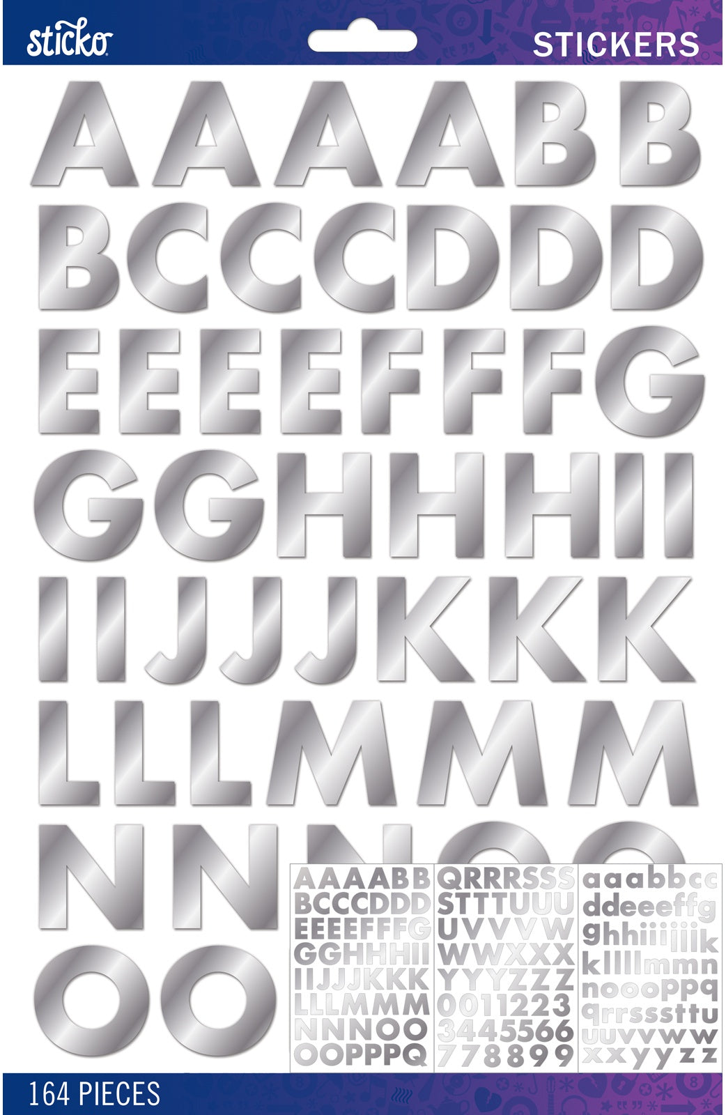 Sticko Alphabet Stickers-Silver Foil Futura Bold Large