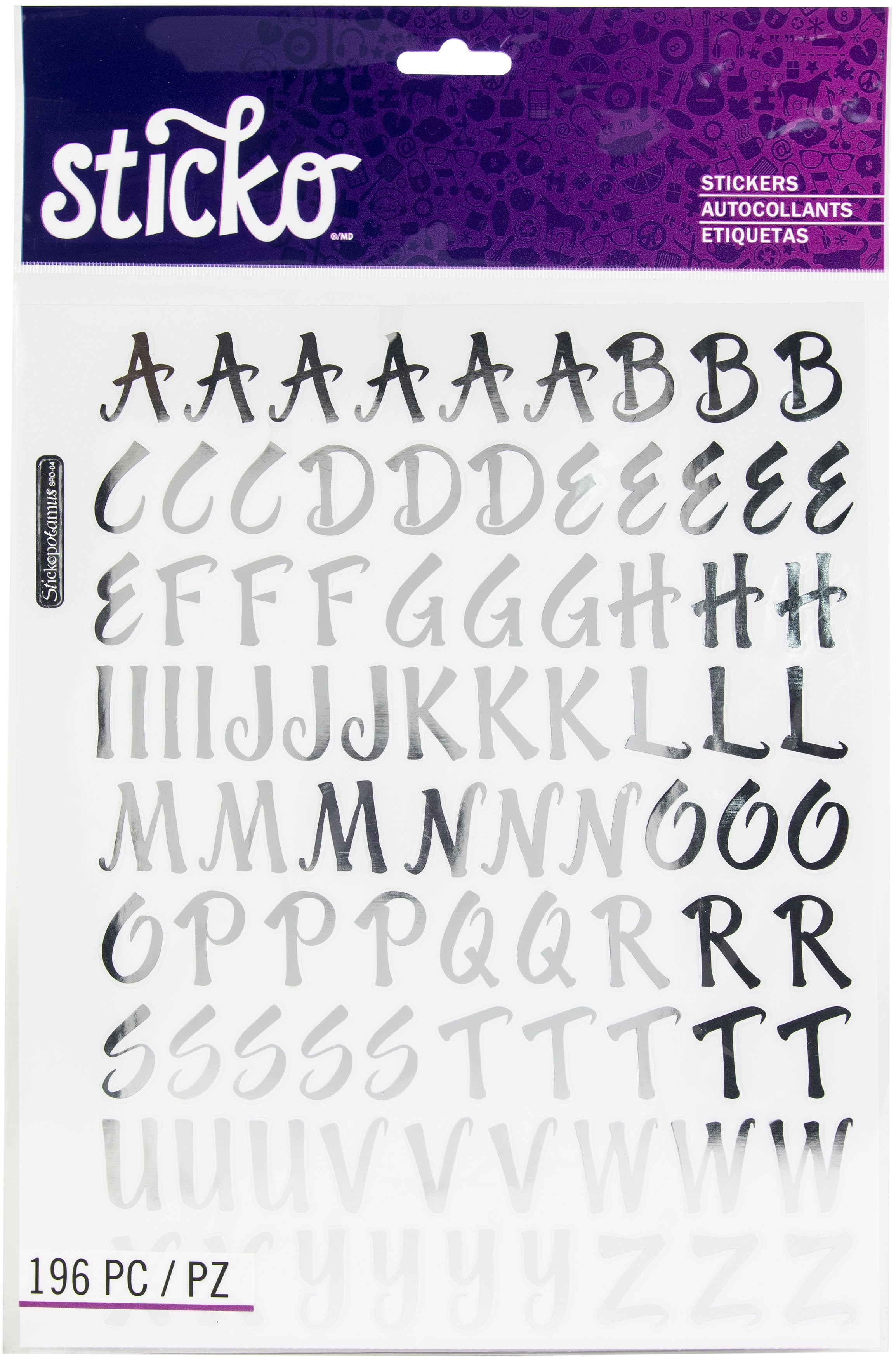 Sticko Alphabet Stickers Silver Poster