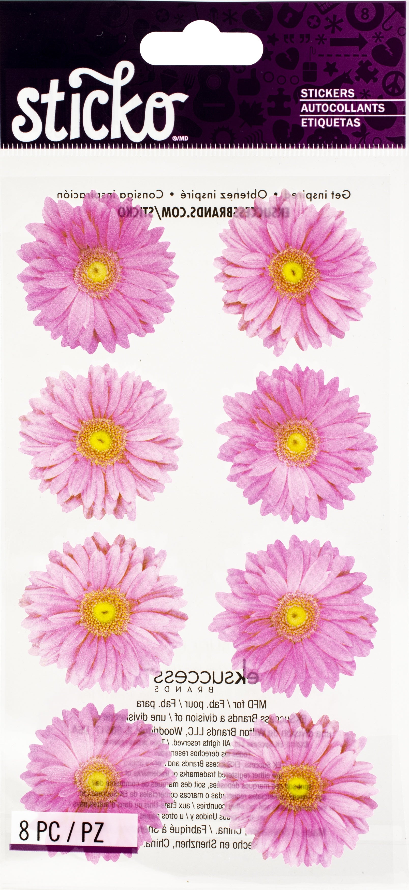 Sticko Pink Gerbera Stickers