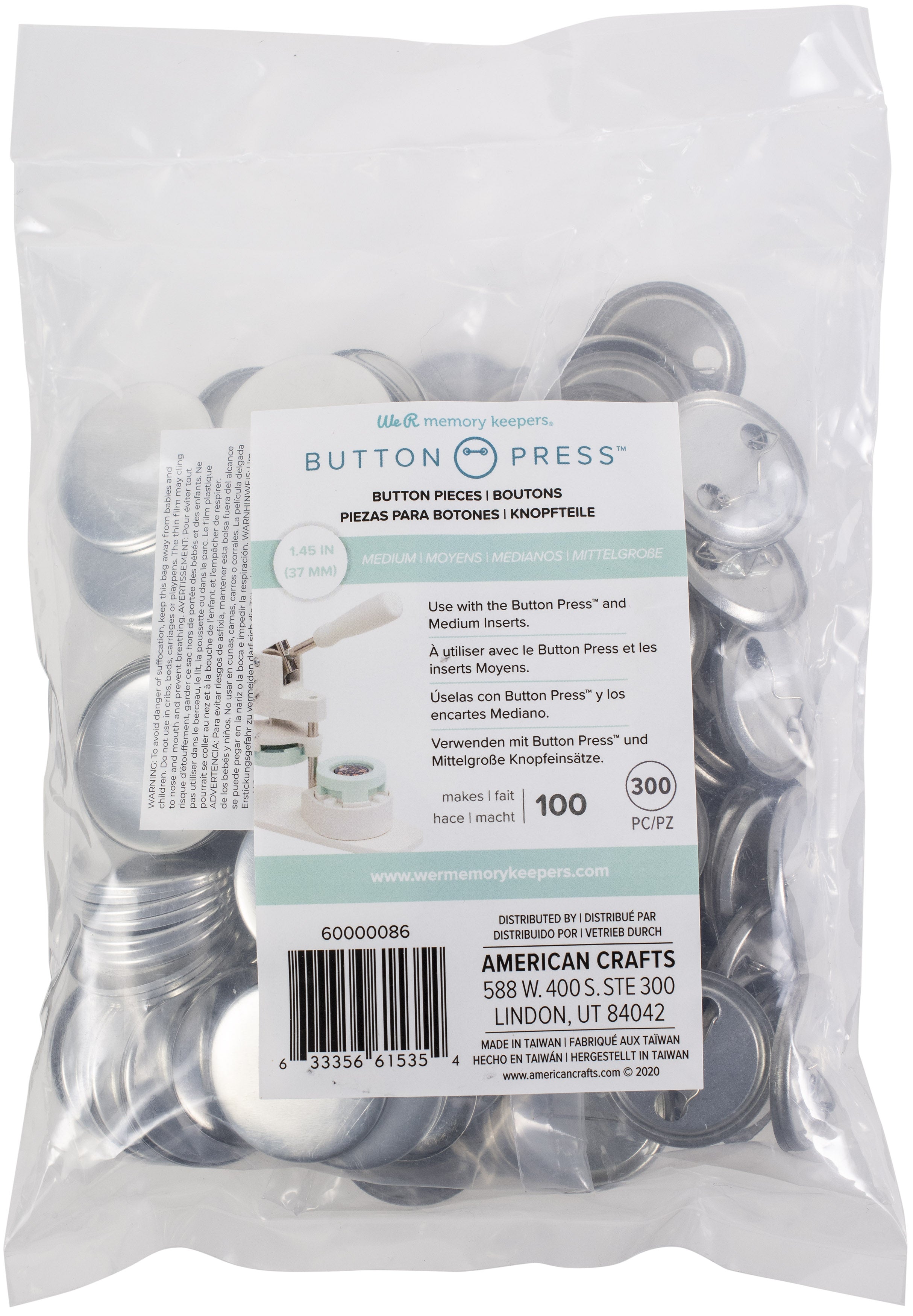 We R Memory Keepers Button Press Backer Key-chain-Kit Makes 3 (15 pieces)  661074 by American Crafts