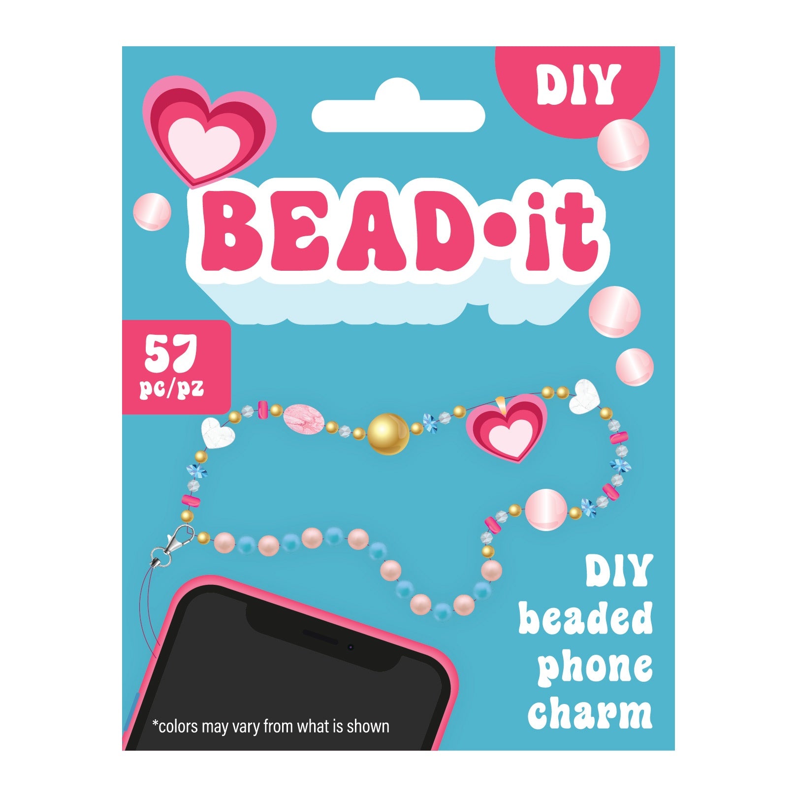 Bead It DIY Phone Charm Kit Heart 57 Pieces