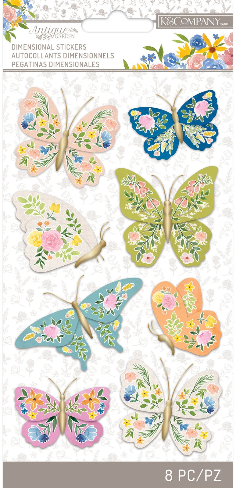 K&Company Antique Garden Vellum And Embossing Stickers 9/Pkg