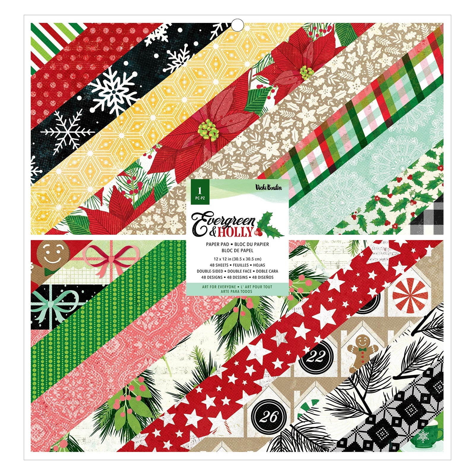 25 Pack Christmas Flora Solid Double-Sided Cardstock 12X12-Red