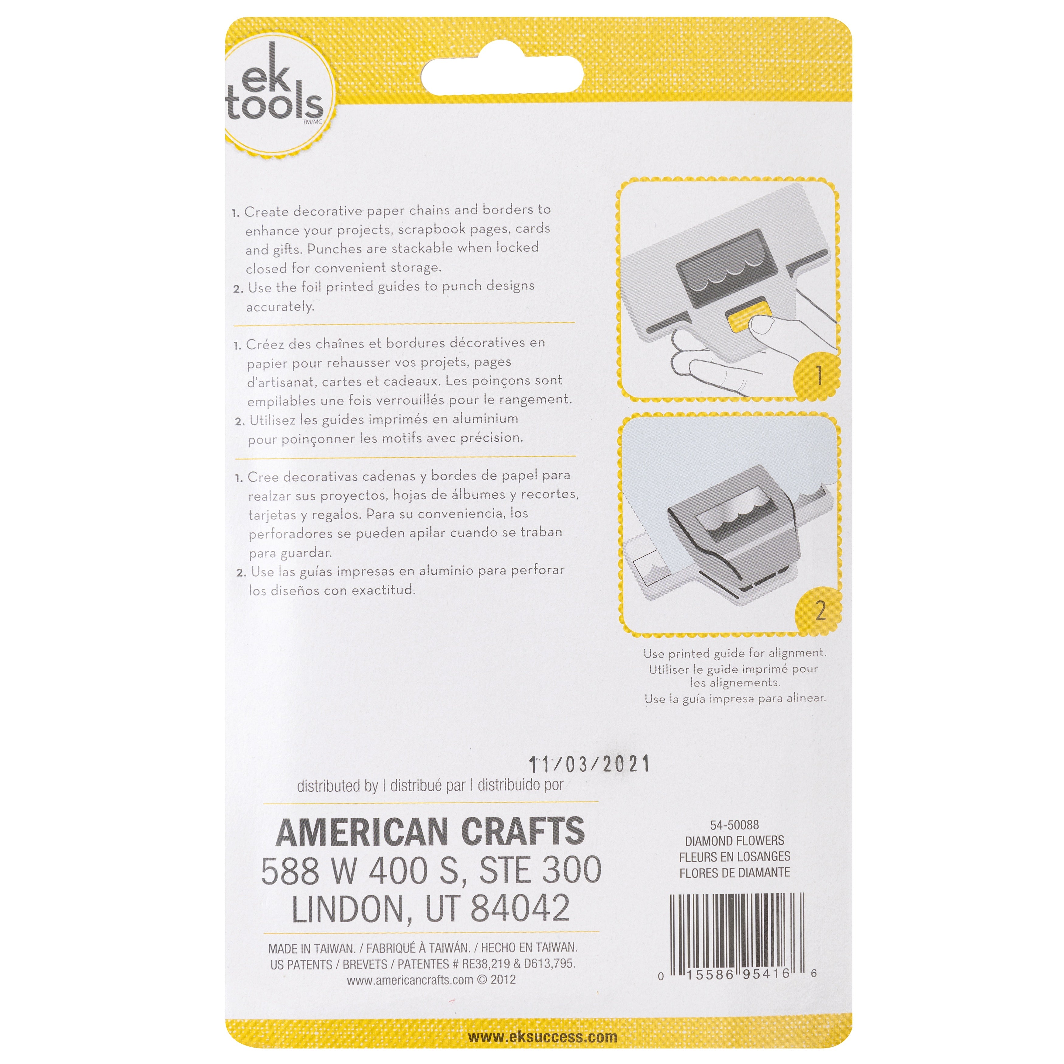 EK Success 1.25x2.5" Diamond Flowers Large Edge Punch