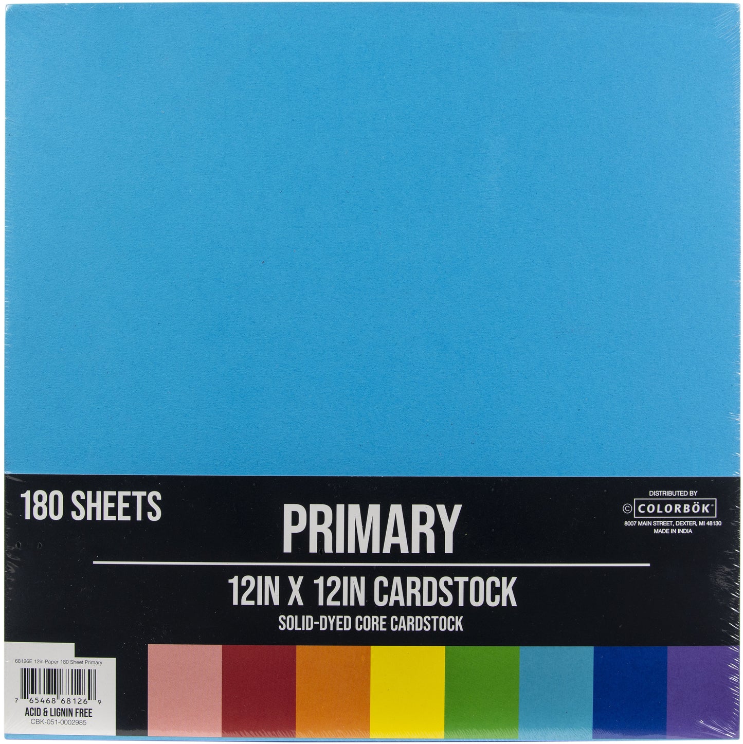 Cardstock Assortment 12"X12" 180/Pkg-Primary
