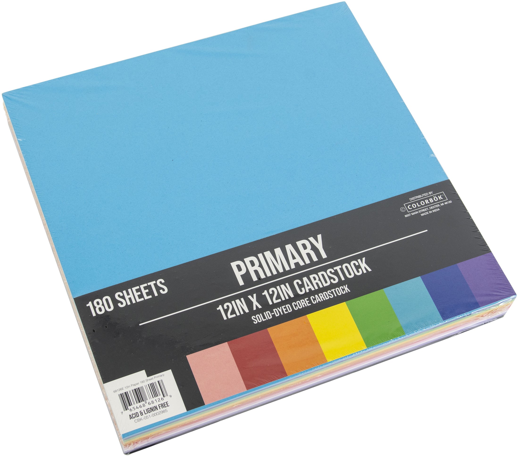 Cardstock Assortment 12"X12" 180/Pkg-Primary