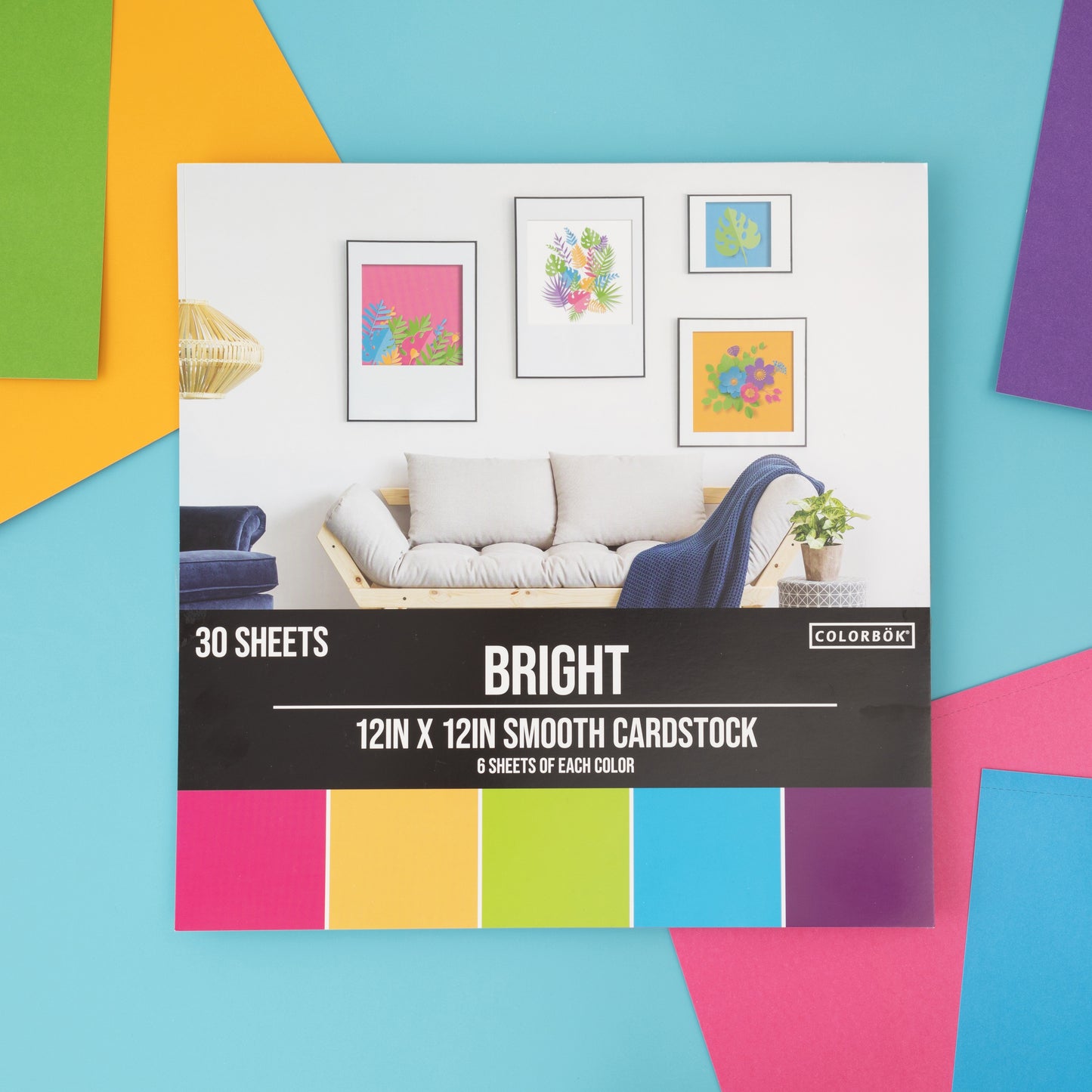 Colorbok 78lb Smooth Cardstock 12"X12" 30/Pkg-Bright, 5 Colors/6 Each