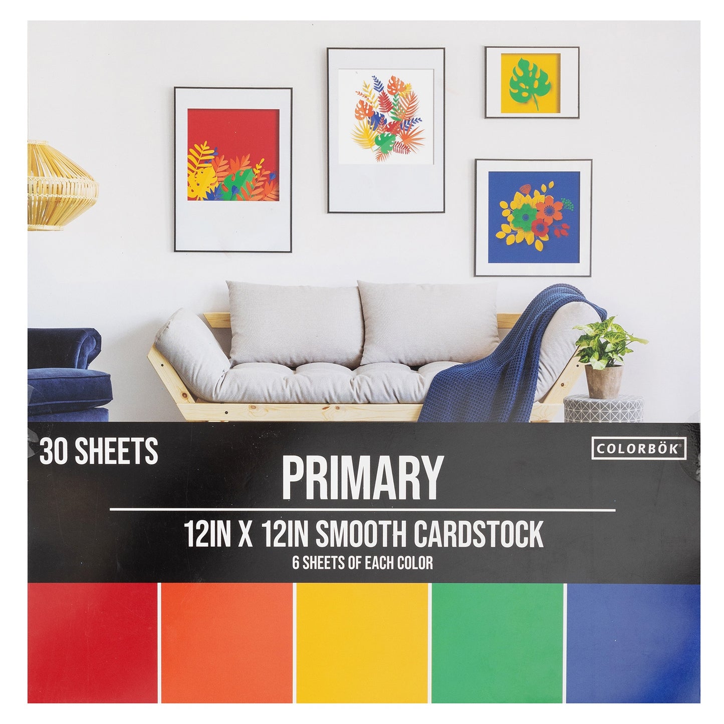 Colorbok 78lb Smooth Cardstock 12"X12" 30/Pkg-Primary, 5 Colors/6 Each