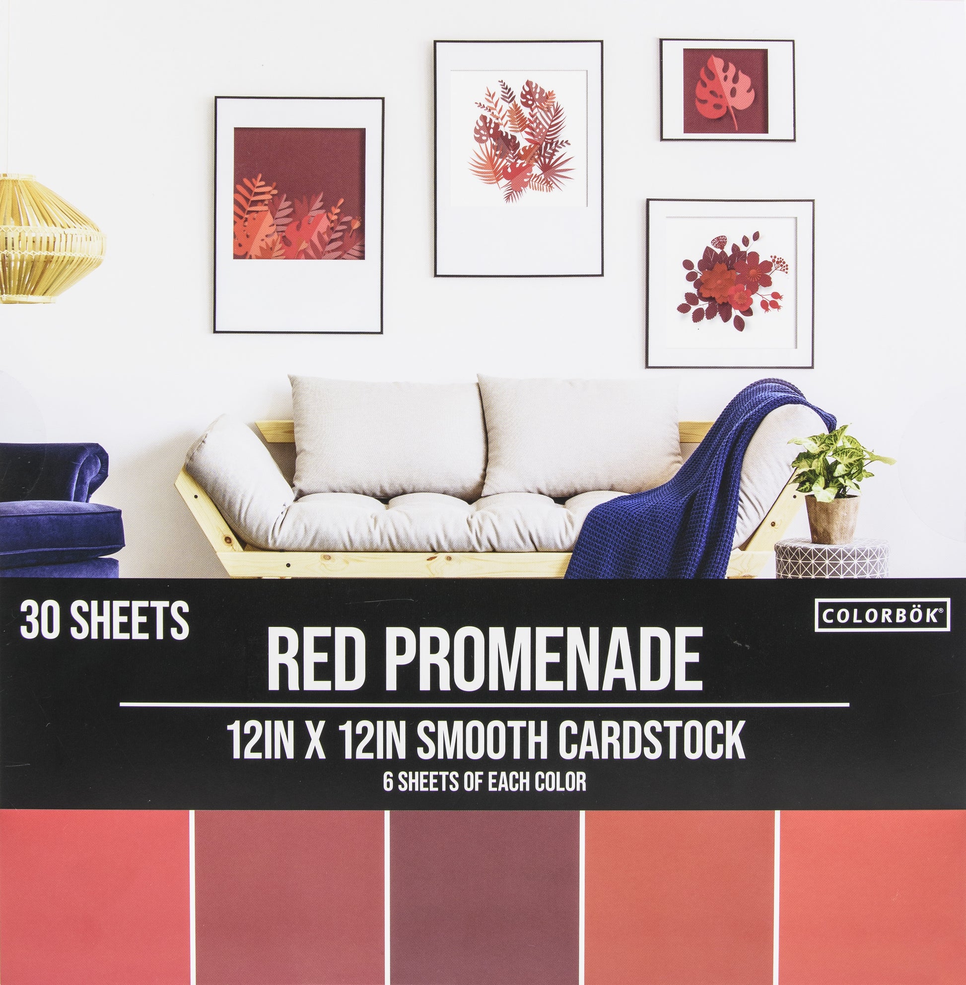 Colorbok 78lb Smooth Cardstock 12X12 30/Pkg-Red Promenade, 5