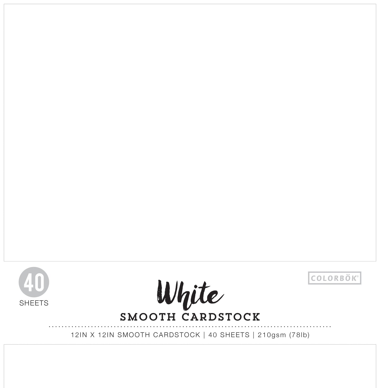Colorbok 78lb Smooth Cardstock 12"X12" 40/Pkg-White