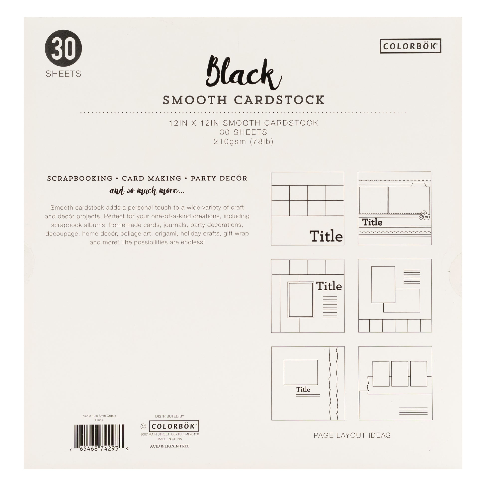 Colorbok 78lb Smooth 12x12" Cardstock Packs