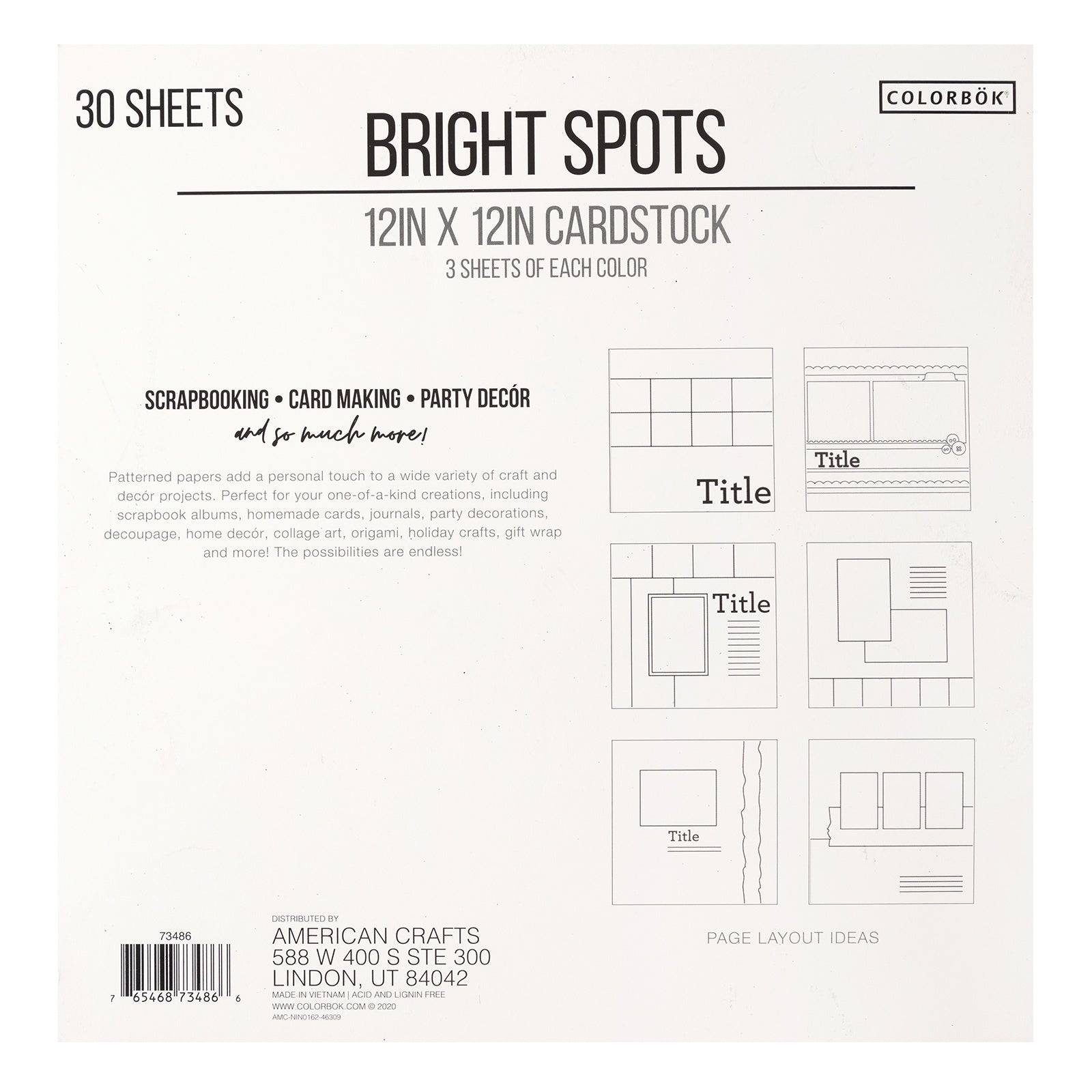 Colorbok Bright Spots 12x12" Printed Cardstock Pack