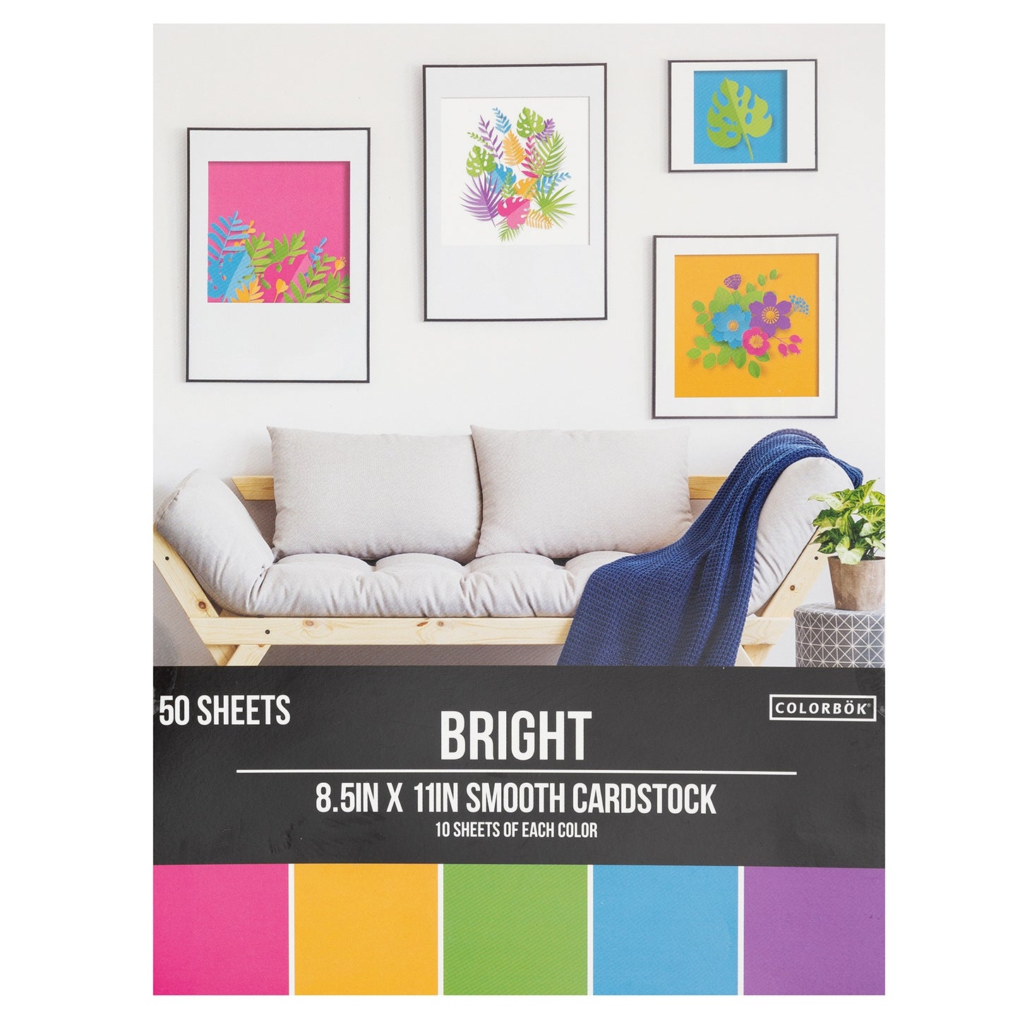 Colorbok 78lb Smooth Cardstock 8.5"X11" 50/Pkg-Bright, 5 Colors/10 Each
