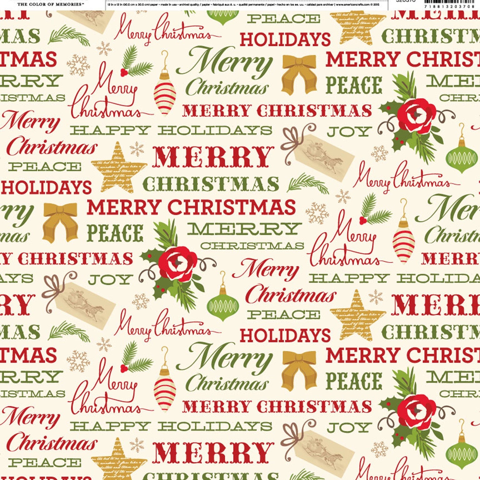 American Crafts 12x12" Christmas Cardstock Packs