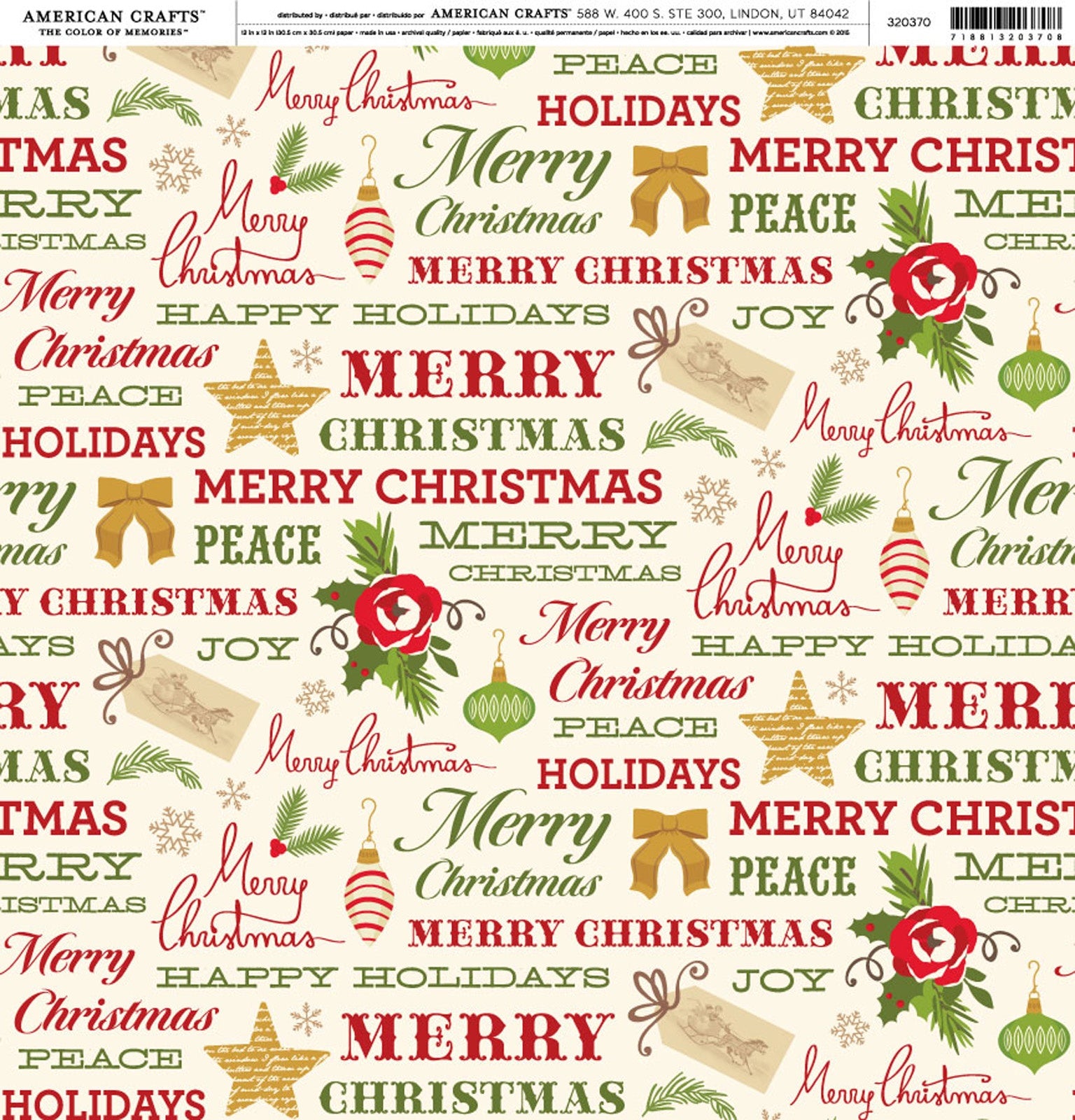 American Crafts 12x12" Christmas Cardstock Packs