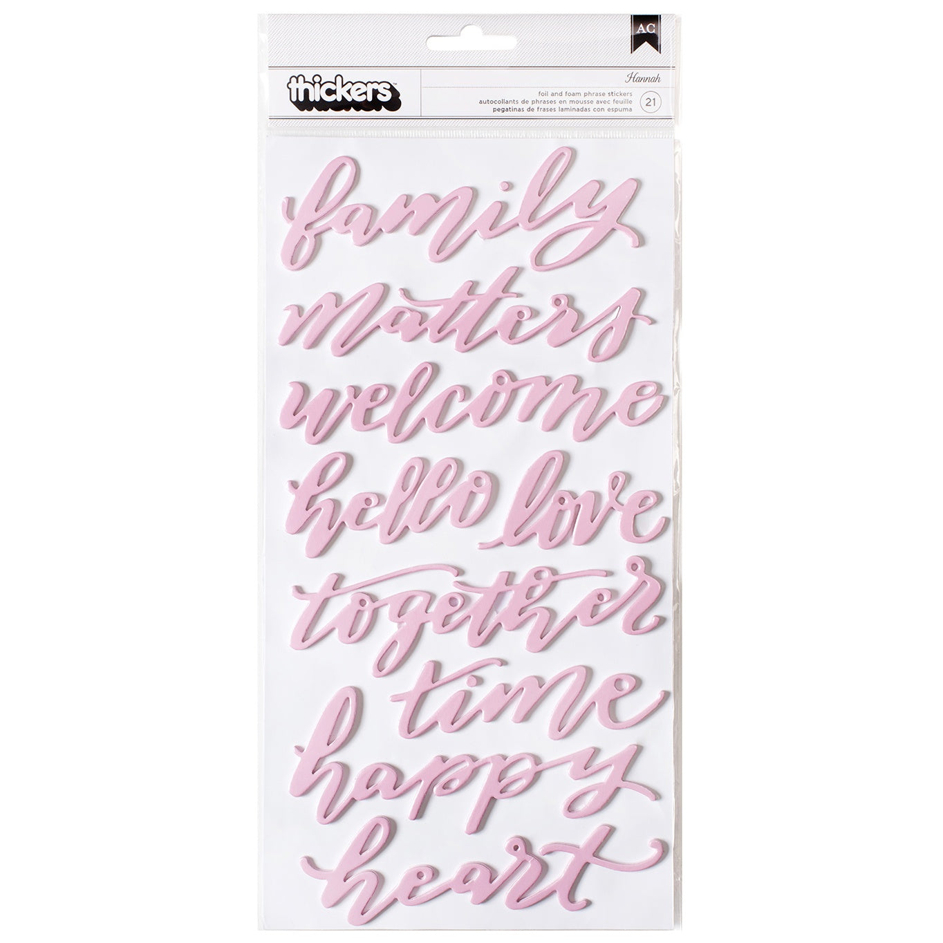 Heart Of Home Thickers Stickers- Words/Pink Foiled Foam,  21 Pieces