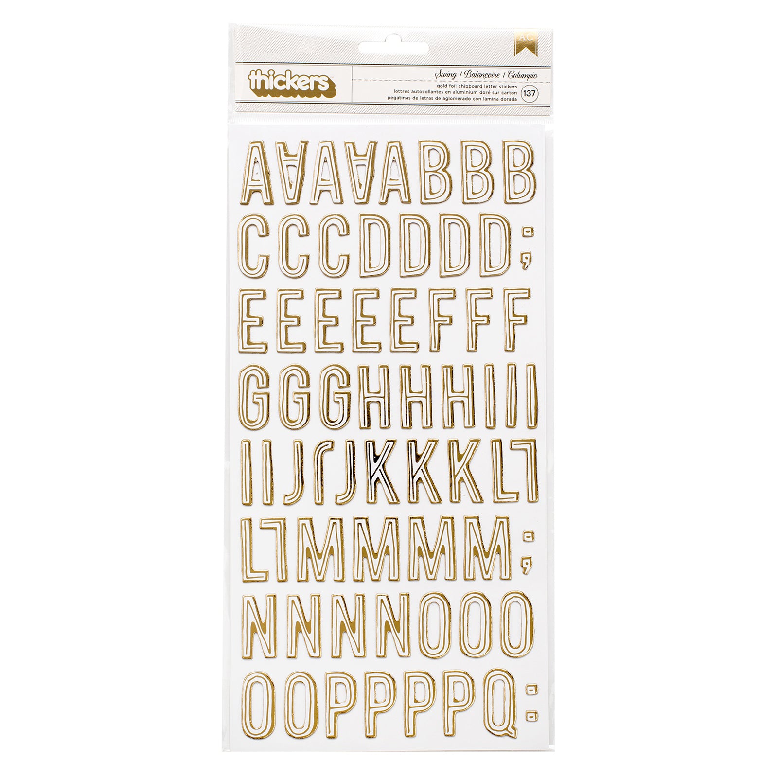 Maggie Holmes Carousel Thickers - Letter Stickers - Gold Foil Chipboard, 137 Pieces