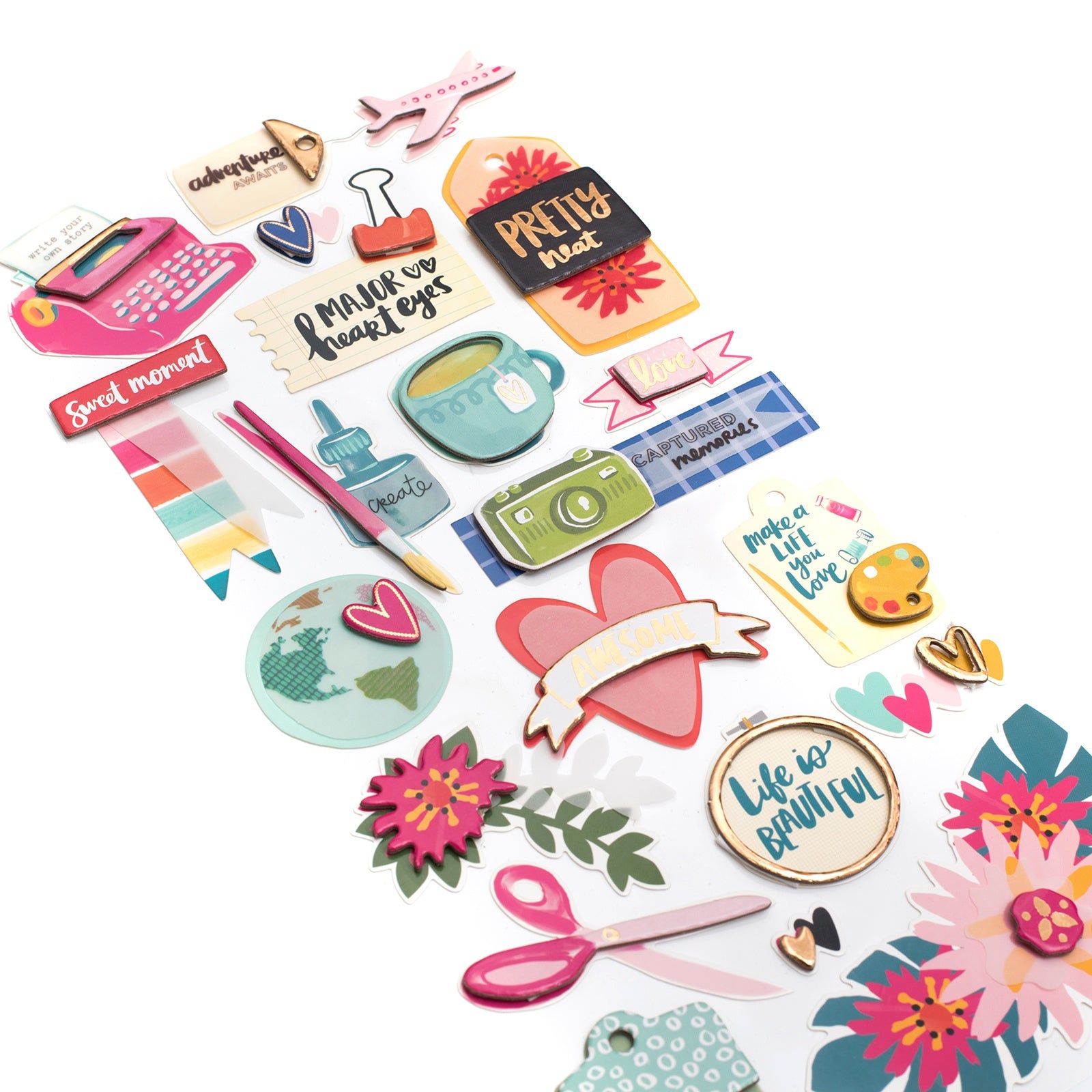 Amy Tangerine Hustle & Heart Layered Paper Stickers with Gold Foil, 20 pcs