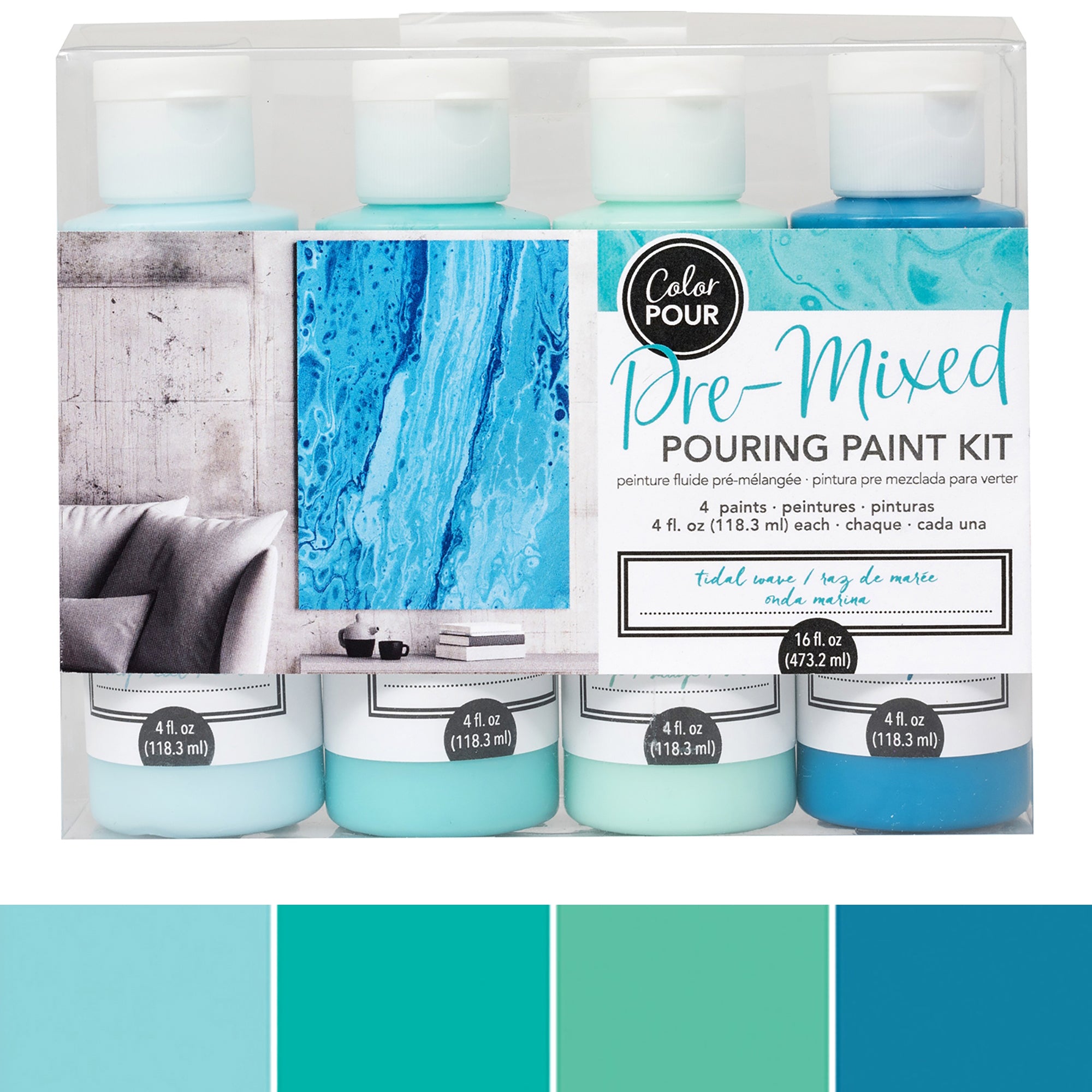 American Crafts Color Pour Tidal Wave Pre-Mixed Paint Kit