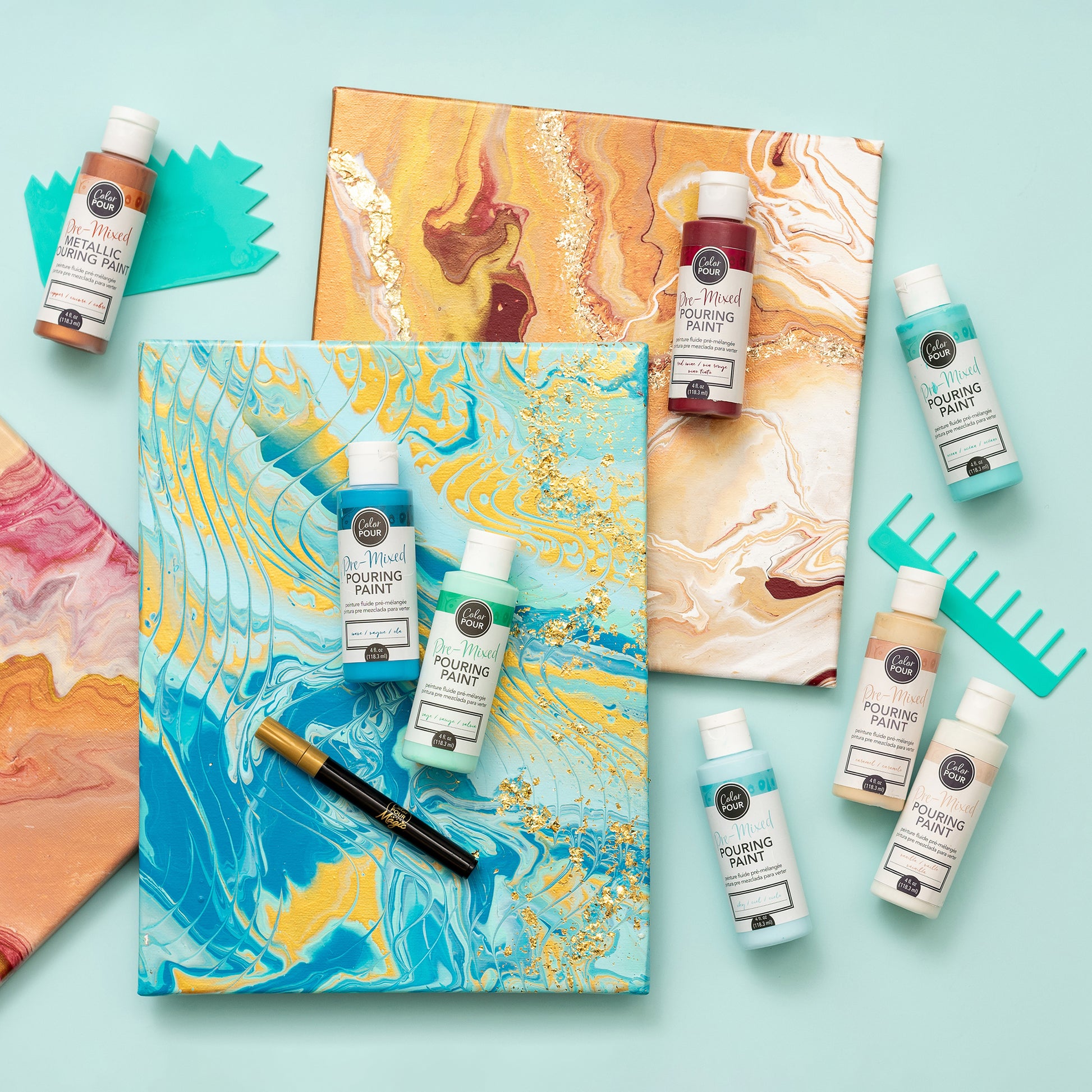 American Crafts Color Pour Tidal Wave Pre-Mixed Paint Kit