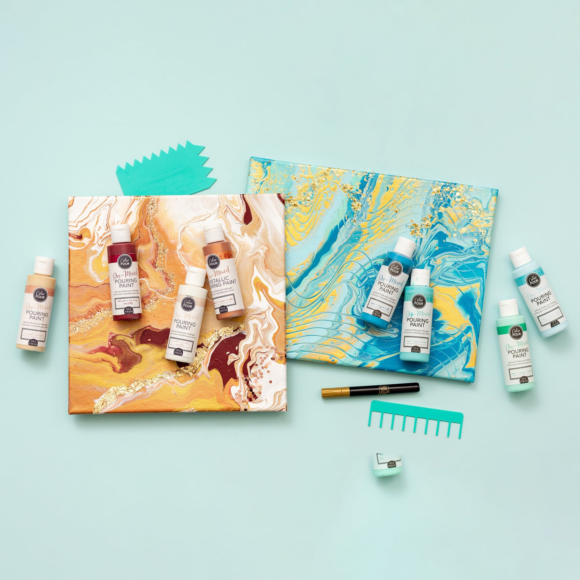 American Crafts Color Pour Tidal Wave Pre-Mixed Paint Kit