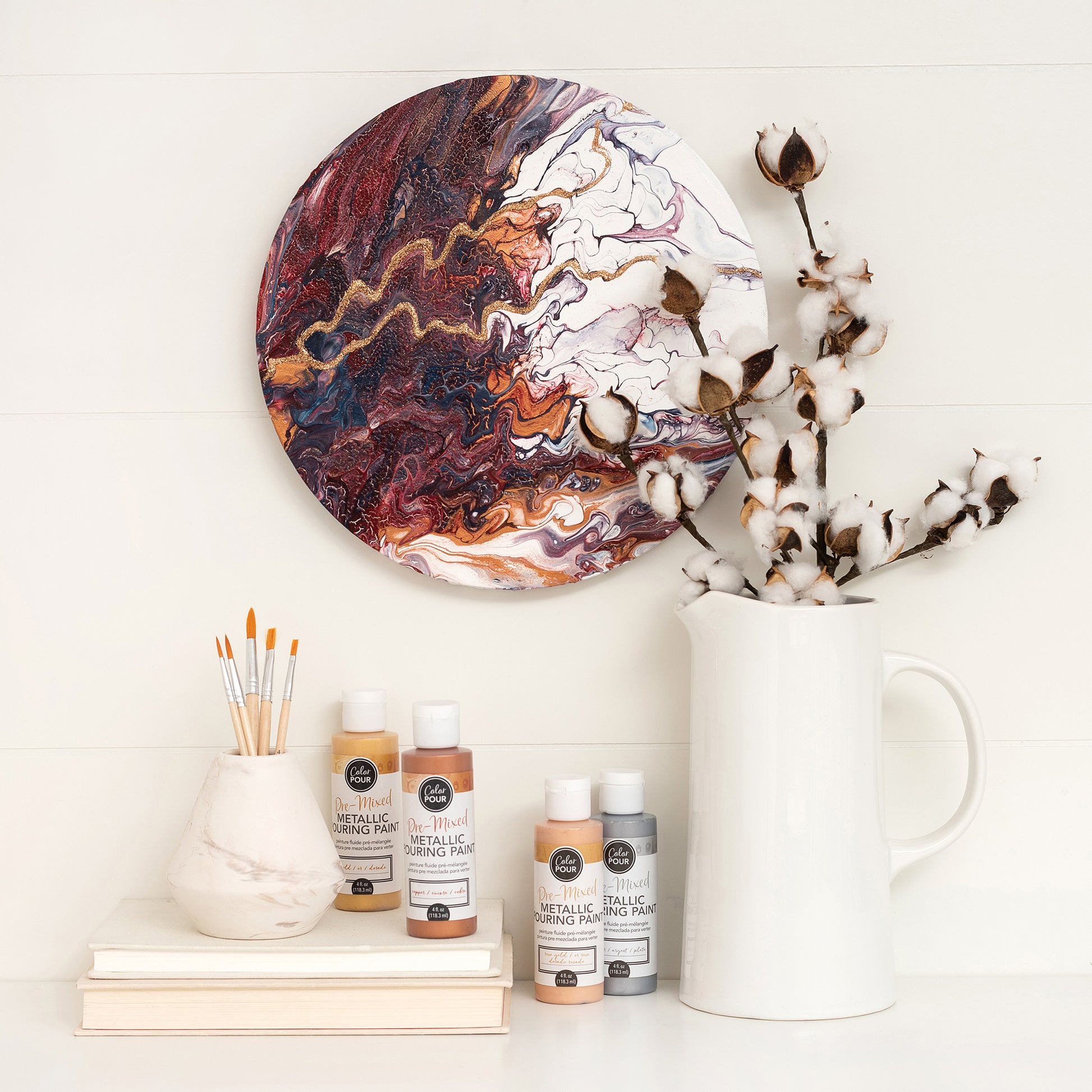 American Crafts Color Pour Pre-Mixed 4-Color Metallic Pouring Paint Kit