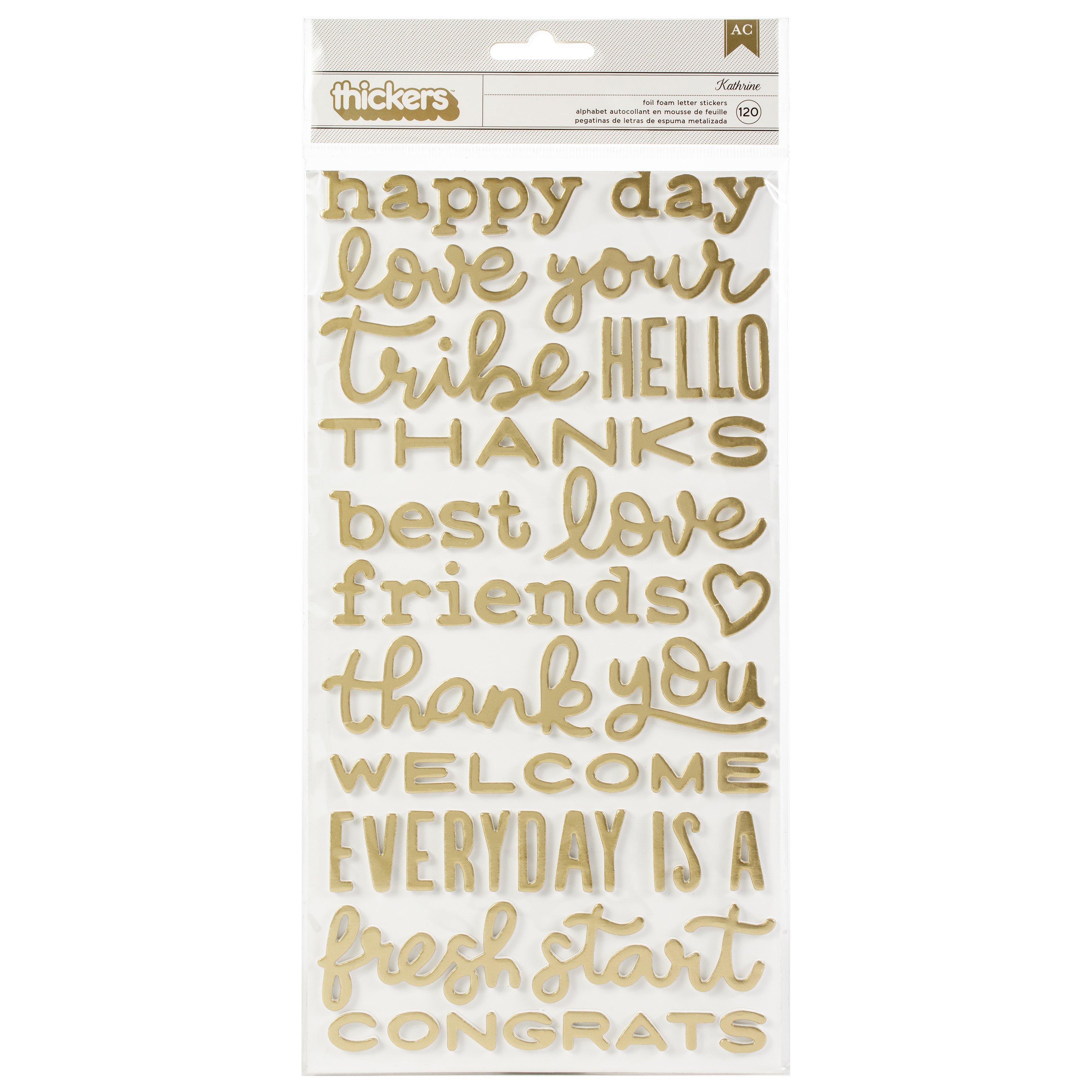 AC Foam Phrases Stickers with Gold Foil, 120pcs