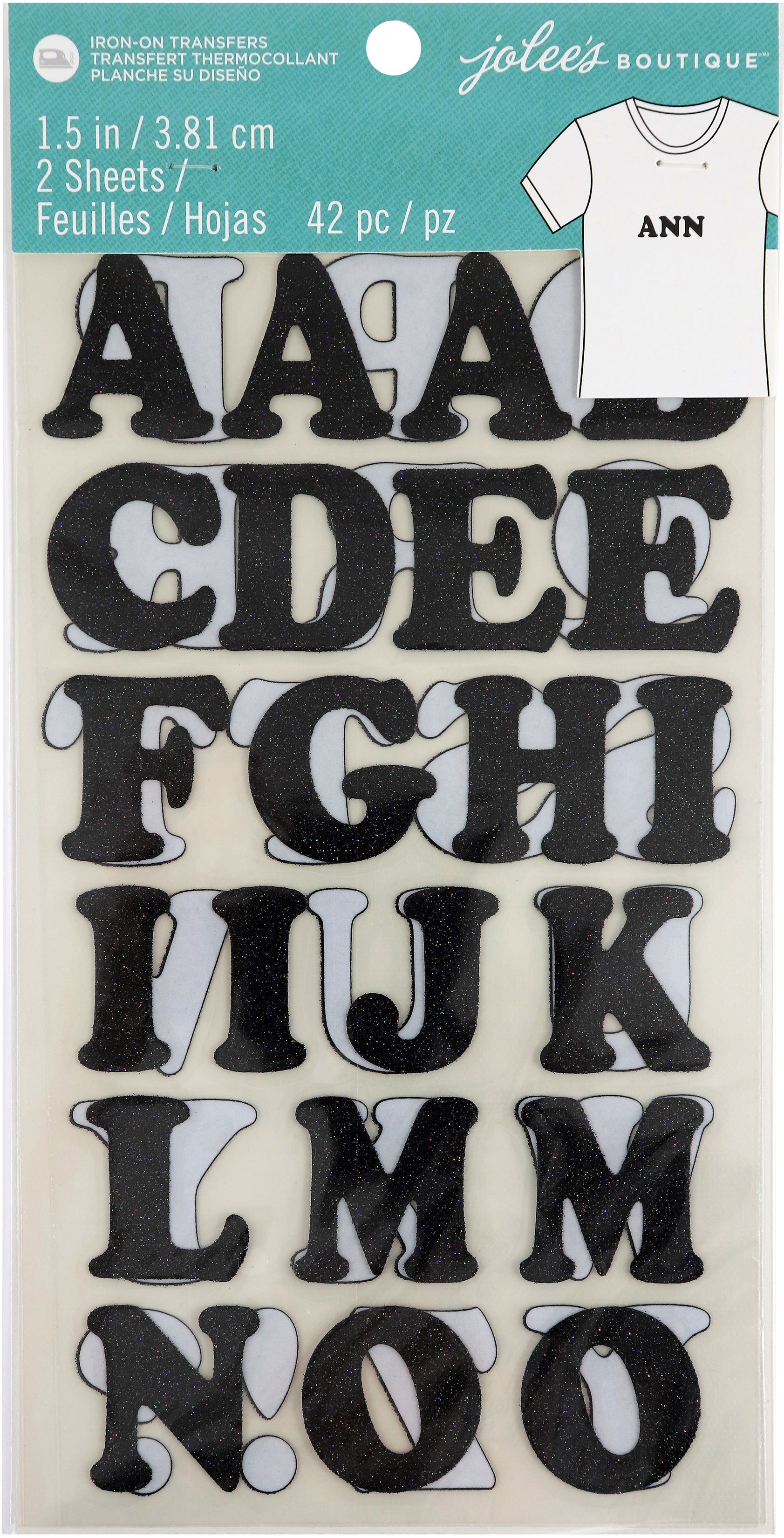Jolee's 1.5" Iron-On Letters with Glitter - Available in Pink or Black