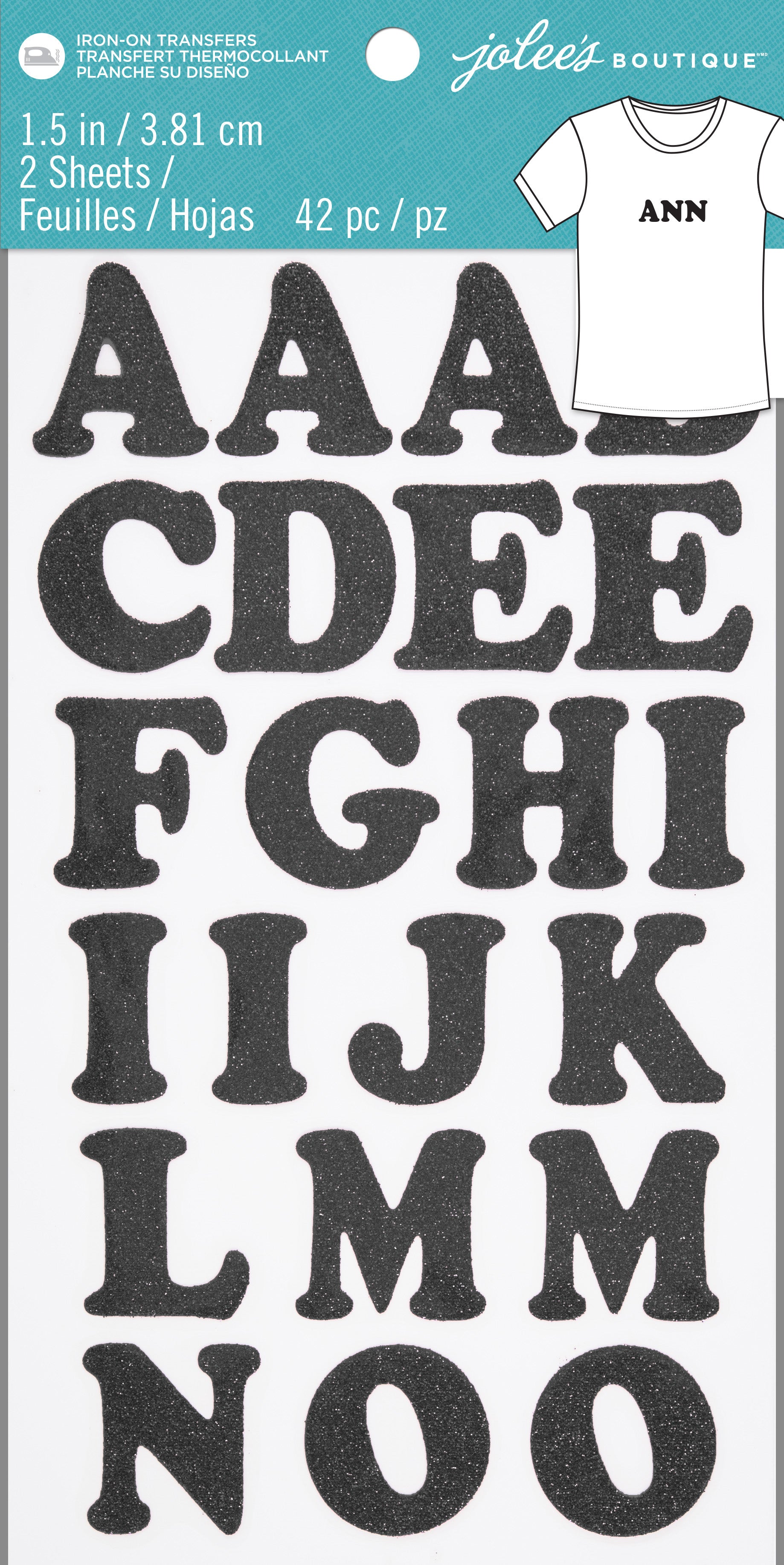 Jolee's 1.5" Iron-On Letters with Glitter - Available in Pink or Black