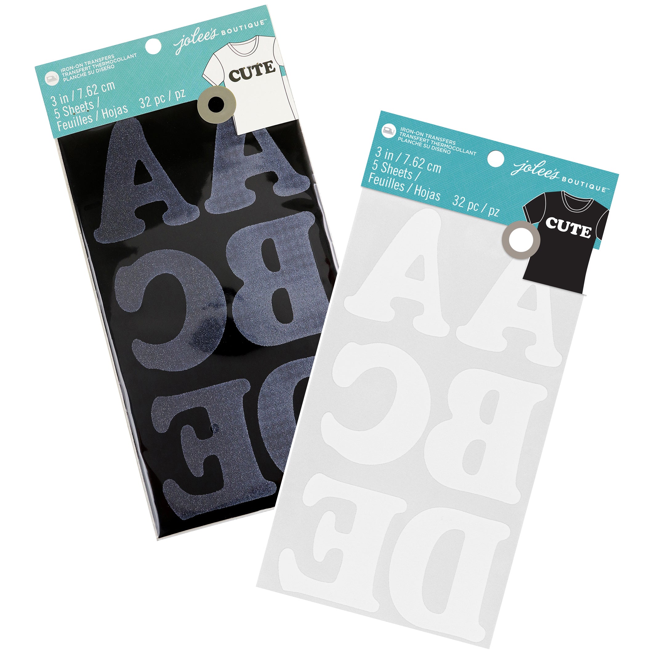 Jolee's 3" Flocked Iron-On Letters - Available in White or Black